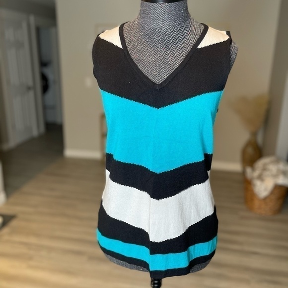 Fontana Colorblock Sleeveless Sweater Top Size Large - Picture 4 of 6